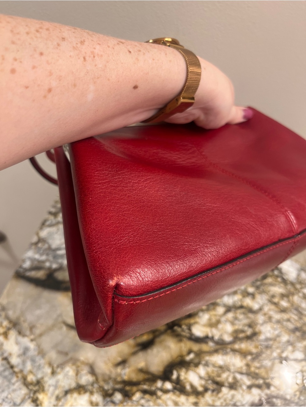 Vintage Pelle Studio Wilsons Leather Red Leather kiss-lock shoulder bag - Picture 12 of 12